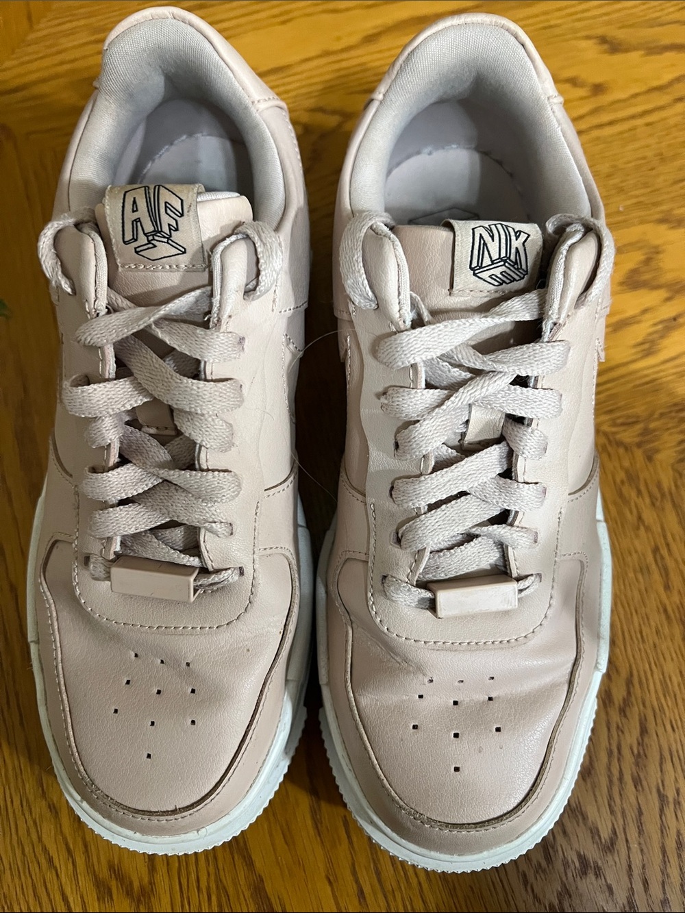 Pink/Beige Nike AF 1 Women's platform Athletic Sneakers